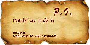 Patócs Irén névjegykártya